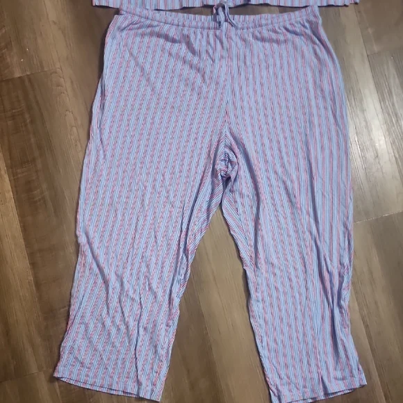Lauren Ralph Lauren Black Label Striped Pajama Set Pink Blue RL Logo Lounge - Picture 7 of 17